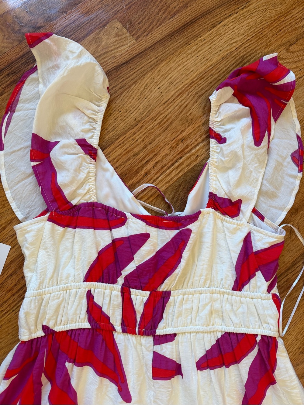 Nine West white Maxi Dress with Fuchsia Leaf Print - Picture 9 of 11
